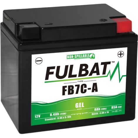 Batterie Fulbat GEL SLA FB7C-A GEL 12V 8AH 85 AMPS 129x89x114 + Droite (1/4)