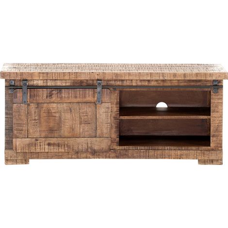 Wohnzimmer TV Lowboard in Mangoholz natur massiv KARLSTAD-123, B/H/T ca. 120/50/47 cm (1/3)