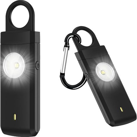 Alarme Personnelle Anti-Agression 135dB pour Femme,Sifflet de Défense Électronique avec Lampe et Détecteur de Mouvement,Flash LED Puissant et Indicateur de Batterie Faible,Black (1/5)