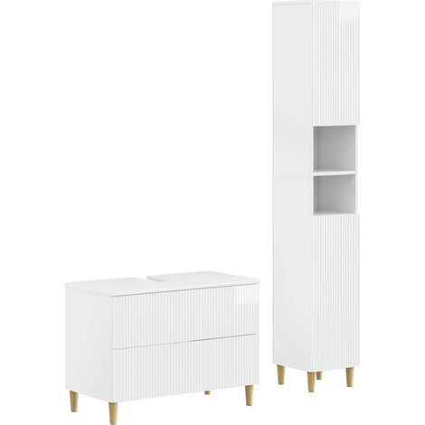 Maison Exclusive - Set di Armadi da Bagno da 2 Pezzi ARNHEM Bianco Lucido (1/5)