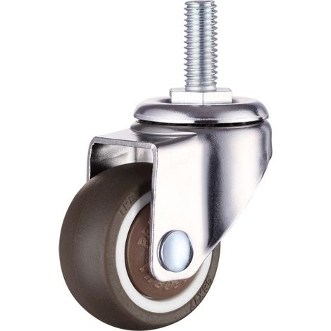 Lot de 4 Roulettes Pivotantes pour Meubles - Caoutchouc Souple, Filetage M6 x 15mm, Filetage TPE, Mini Roulettes de Meubles (25mm) (1/5)