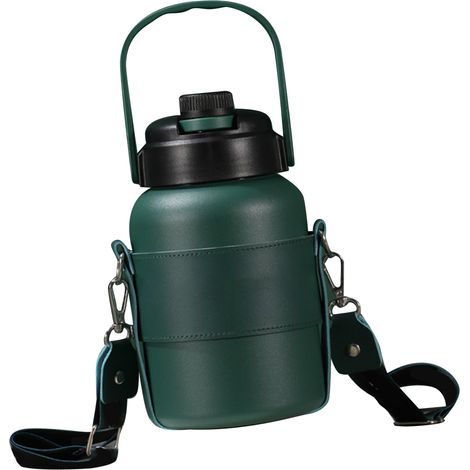 900-ml-Thermosbecher mit Strohhalm, großer Edelstahl-Trinkbecher, tragbare Wasserflasche für Outdoor-Aktivitäten, Grün (1/5)