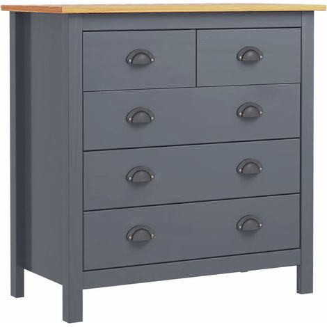 Credenza Hill Grigia 79x40x80 cm in Legno Massello di Pino vidaXL (1/5)