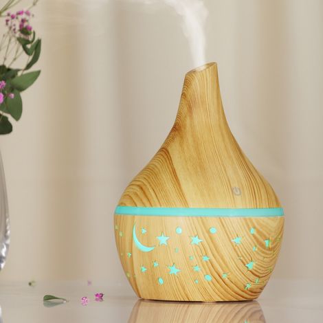 300-ml-Aroma-Diffusor, Aromatherapie-Diffusor für ätherische Öle mit 7-farbigem LED-Nachtlicht, Luftbefeuchter, Luftreiniger und Vernebler für Zuhause und Büro.
