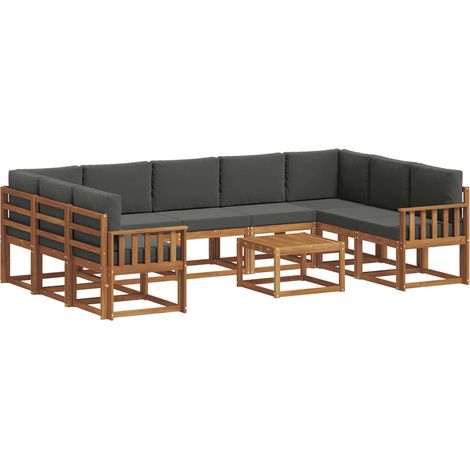 Conjunto de sofás de exterior 10 uds. Natural y Antracita vidaXL (1/5)