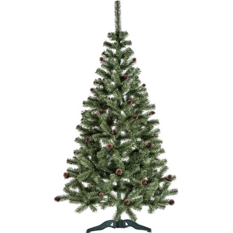 Aga Weihnachtsbaum leicht küstlisch beschneite Fichte mit kleinen Zapfen 180 cm , Künstlicher Weihnachtsbaum, Tannenbaum mit ständer, Christbaum, Kunstbaum Weihnachten