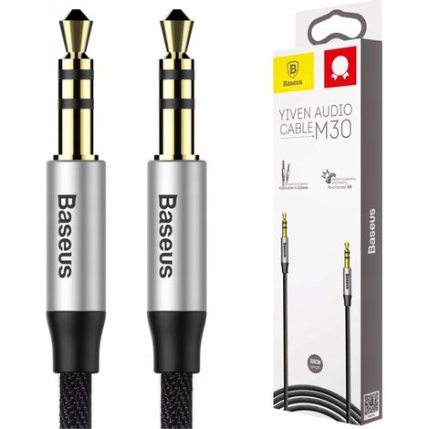 Cavo audio mini jack AUX da 3,5 mm Baseus Yiven, 1,5 m (nero e argento)