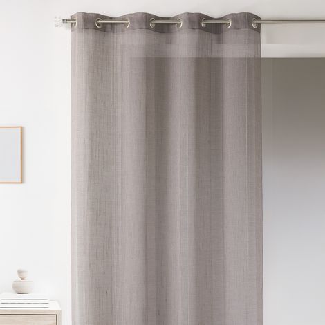 Voilage à rayures verticales ton sur ton Gris clair 145x260 cm