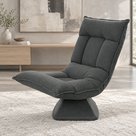 Poltrona girevole 360°, schienale reclinabile 5 posizioni, 70 x 62 x 95 cm, grigio scuro OKMYHOME (1/5)