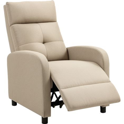 Fauteuil relax inclinable avec repose-pieds extensible, noyau à ressorts ensachés, charge max 150 kg, beige (1/5)