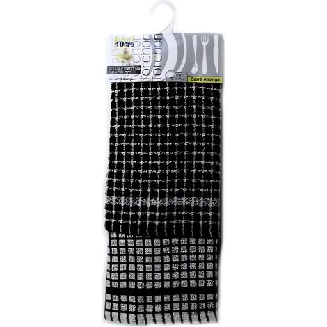 Lot de 2 torchons CARRE EPONGE noir