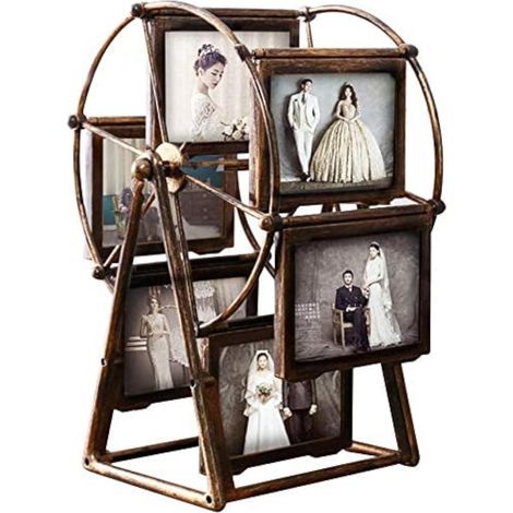 Cadre photo rotatif en forme de grande roue pour bureau et table, cadre photo de famille pour 12 photos, décoration d'intérieur, cadeaux de Noël et d'anniversaire (1/5)