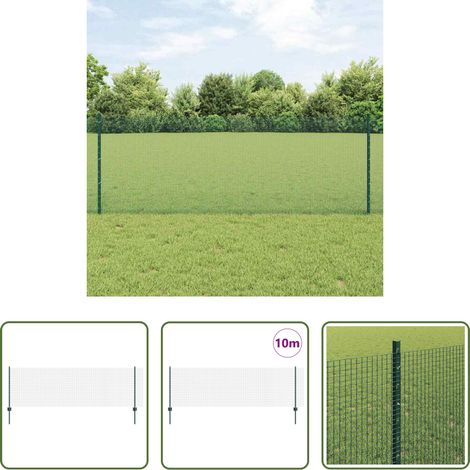 Gartenzäunen - Zaun mit Pfosten Grün 0,8 x 10 m Stahl und PVC (1/5)