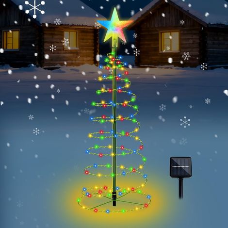 Decoration Noel Exterieur Solaire Sapin, 50 cm Sapin de Noel Artificiel Solaire, 8 Modes Deco Arbre Lumineux LED, Guirlande (1/5)