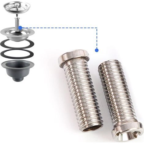 Waschbecken, 2 Stück 45 mm Hohlschraube für Siebventile, Edelstahl-Abflusssiebschraube für Ventilabläufe mit 1,5 Zoll und 3,5 Zoll, Waschbecken-Ablaufventil, Abfluss-Set-Zubehör (1/5)