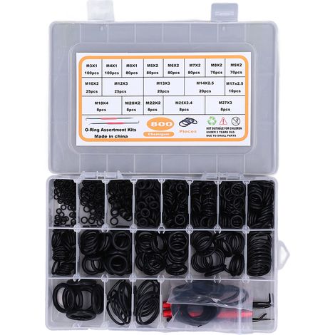 Assortiment de joints toriques, 800 pièces, 18 tailles, pour réparation automobile, joints d'étanchéité NBR, outil de démontage des rondelles