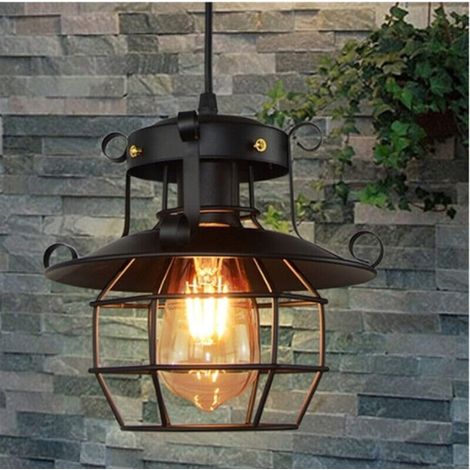 Vintage Pendelleuchte Industrie, Retro Hängelampe Deckenleuchte Industrial Metall Deckenlampe Kronleuchter E27 Schwarz für Wohnzimmer, Restaurant, Küche