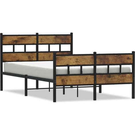 Lit double,Lit adulte,Cadre de lit en métal sans matelas chêne fumé 120x200 cm CFW8386119 (1/5)