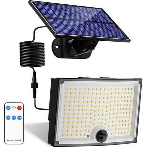 Lumière extérieure solaire 202 LED projecteur solaire, capteur de mouvement lumière extérieure à énergie solaire 3 Modes extérieur étanche (1/5)