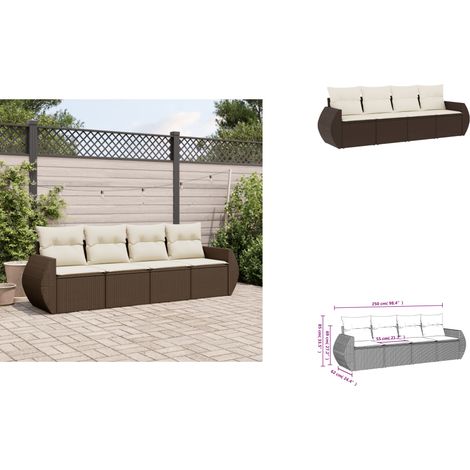 4-tlg. Garten-Sofagarnitur mit Kissen Braun Poly Rattan - Garten Sofagarnitur - Garten Sofagarnituren - Outdoor Sofagarnitur - Sofagarnitur Terrasse