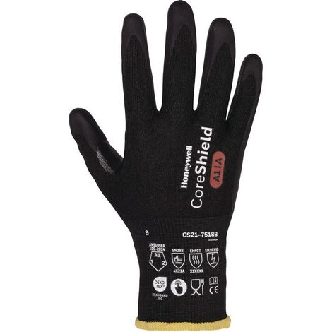 Schnittschutzhandschuhe CORESHIELD 18G BLACK Größe 9 schwarz EN 388, EN 407, EN 36350 PSA-Kategorie II (1/4)
