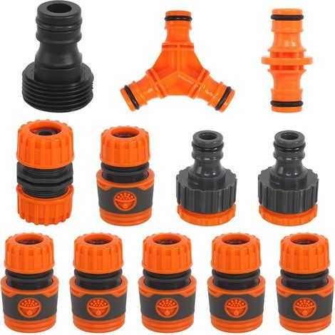 12 Kit Raccordement Arrosage, Connecteur Rapide, Adaptateur Robinet Y, Tuyau Jardin Irrigation (1/5)