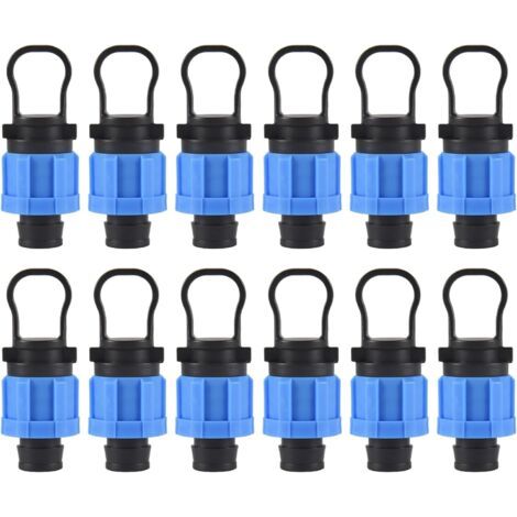 Lot de 12 bouchons d'extrémité d'irrigation goutte à goutte 1/2 - Raccord universel - Compatible avec les bandes goutte-à-goutte de 16 à 17 mm
