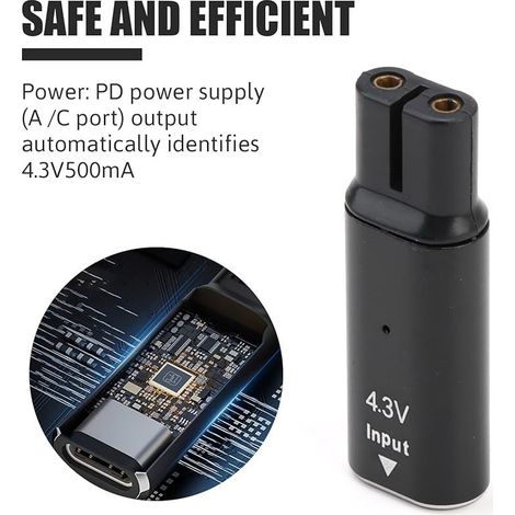 2 Pièces 4.3V Philips Chargeur Remplacement de Type-C pour Oblade QP2620/QP2520/QP2515/QP2510 pour Tondeuse Barbe Electriques Homme Rasoir avec Indicateur de Charge (Câble non Compris,Noir) (1/4)