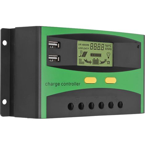 Contrôleur de charge solaire, identification automatique, écran LCD affichant le courant, régulateur solaire intelligent, 12 V/24 V, 30 A (1/5)