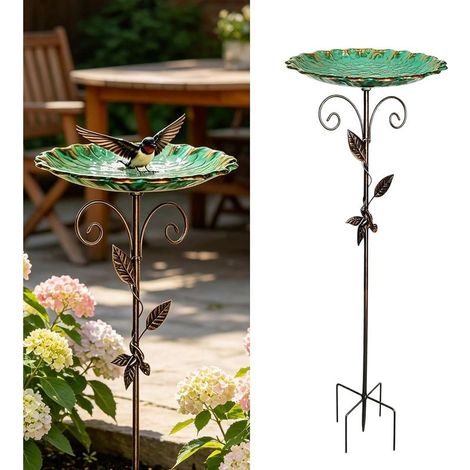 Bain d'oiseaux pour Extérieur Abreuvoir Oiseaux 25,5CM, Bains d'oiseaux pour l'extérieur, Abreuvoir Oiseaux Extérieur avec Base Stable À 4 Branches pour Jardin Ou Pelouse (1/5)