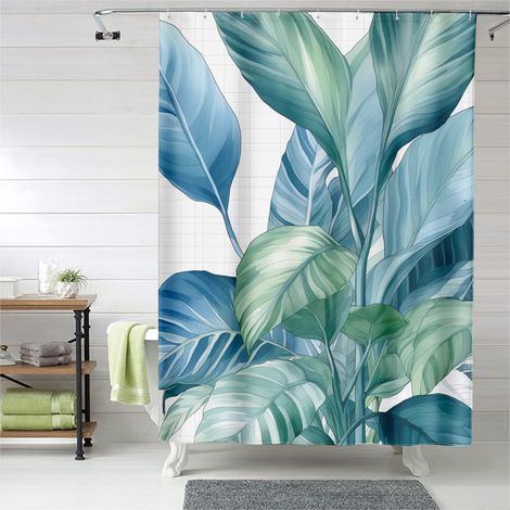 Rideau de douche plantes d'intérieur géantes, œillets plastique, 90x180 cm (1/5)
