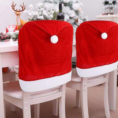 Ensemble de 4 décorations de Noël : housse de dossier de chaise de salle à manger et housse de chaise de cuisine Le Petit Chaperon rouge (1/5)