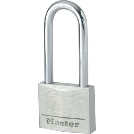 Master Lock 9140EURDLH Cadenas à Clé en Aluminium Massif avec Anse Longue, Gris, 4 x 8,9 x 1,3 cm