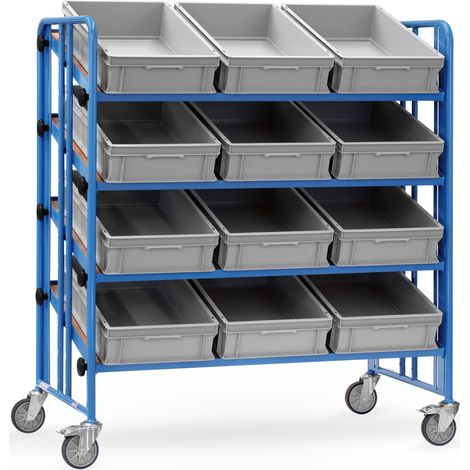 Fetra Montagewagen Baukasten-System 4 neigbare Böden 300kg Tragkraft mit Kästen (1/3)