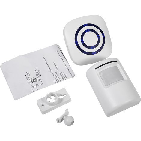 Wireless alarm and security system with motion detector for driveway and garage. Secure doorbell with alarm and chime. (1/5)