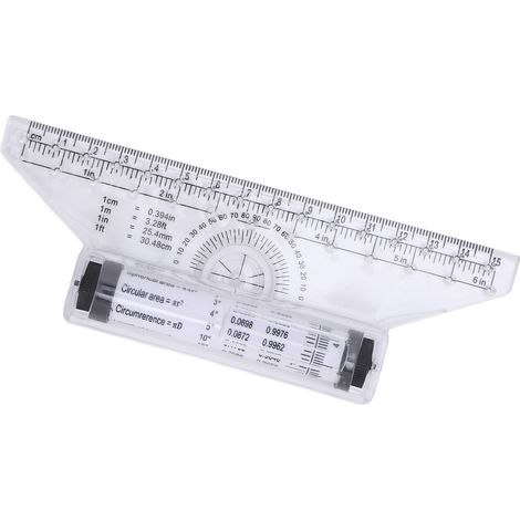 Règle à rouleau pour le dessin de lignes parallèles, d'arcs et de courbes, avec rapporteur intégré, 15 cm / 5,91 pouces (1/5)