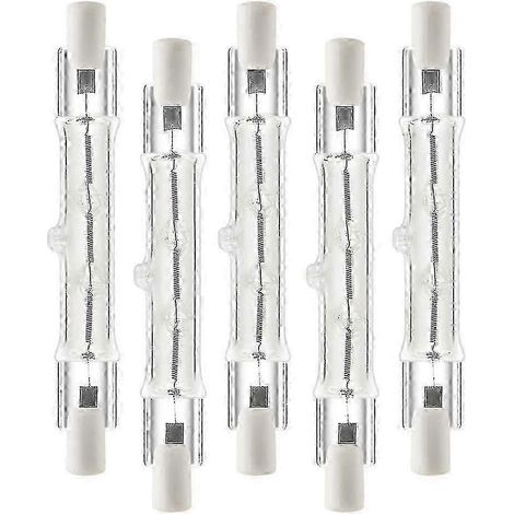 Lot de 5 ampoules halogènes linéaires R7S 118 mm 300 W 230 V, dimmables, pour la construction. (1/5)