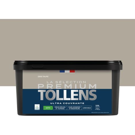 Tollens - Peinture intérieure couleurs - La Sélection Premium Satin - Ultra Couvrante - Gris Taupe 2,5 L - 30m²