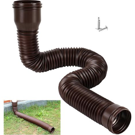 Extensions de Tuyau de Descente de Gouttière, Rallonge de Tuyau de Drainage d'eau de Pluie de 47 à 150 cm, Connecteur De Vidange Bec Gouttière Extensible Rétractables Flexibles, Marron (1/5)