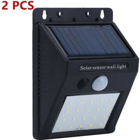2 x Projecteur Solaire 20LED avec Detecteur de Mouvement Sans Fil Luminaire Exterieur avec Travail Eclairage Jardin Entrée (1/4)