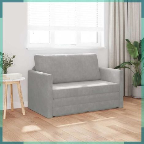 4106702 Canapé-Lit 110cm Gris clair Velours (1/5)