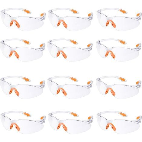 Lot de 12 Lunette de Sécurité Lunettes de Protection Travail avec Lentilles Transparentes Anti-Buée Lunette Protection pour Jardin Laboratoire Chimie (1/5)