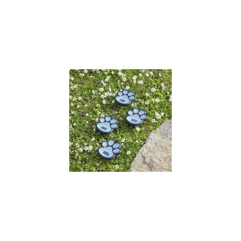 Lot de 4 lampes solaires d'extérieur en forme de patte de chat et de chien Piquet étanche Décoration pour patio, cour, allée（Bright White）