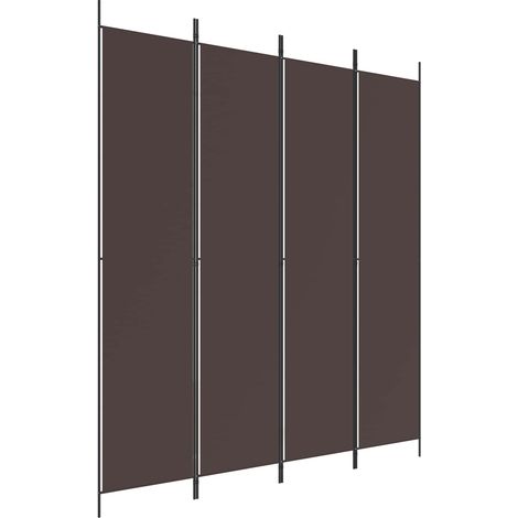 Cloison de séparation Paravent 4 panneaux pliable en tissu et fer Marron 200 x 220 cm (1/5)