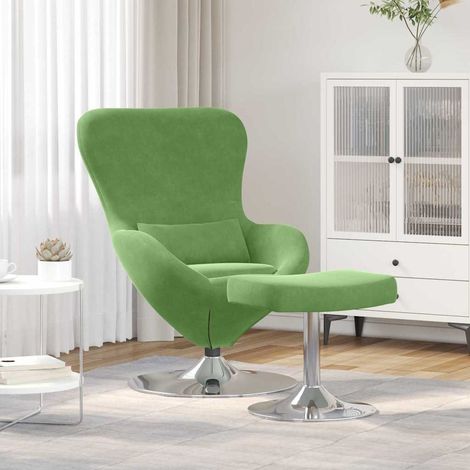 Silla Huevo con Puff Verde claro 63 x 73 x 90 cm Terciopelo vidaXL