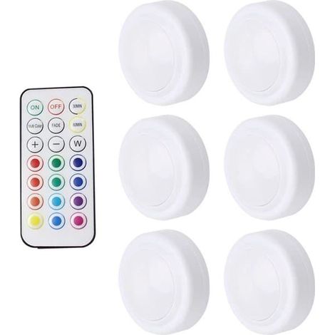 Ensemble de veilleuses, éclairage LED pour meubles, fonctionne sur piles, intensité réglable, comprend 1 télécommande. (1/5)
