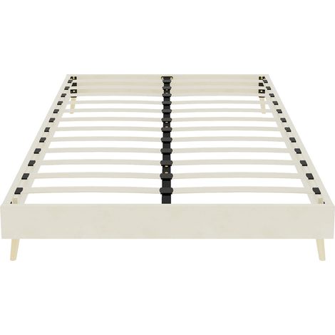Estructura de cama minimalista moderna 160 x 200 cm beige en terciopelo holandés (1/5)
