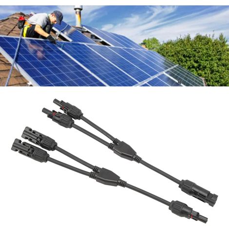 Conector en Y solar para módulos fotovoltaicos 2 a 1, cable paralelo con adaptador PPO, IP67, MFF FMM 30 cm, juego de 2 conectores (1/5)