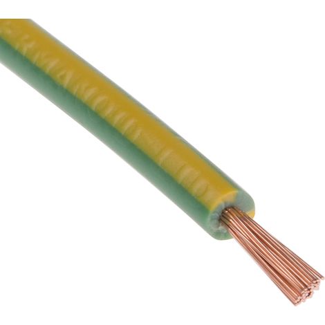 RS PRO Fil de câblage, section 1 mm², 1000 V Vert/Jaune Cuivre, Maximum +70 °C, 100m ( Prix pour Bobine de 100 Mètres )