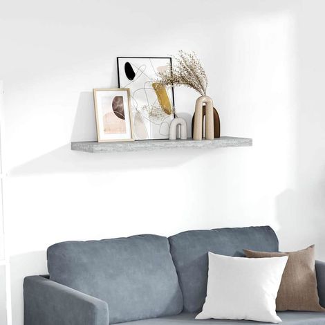 326603 vidaXL Floating Wall Shelf Concrete Grey 90x23,5x3,8 cm MDF (1/5)